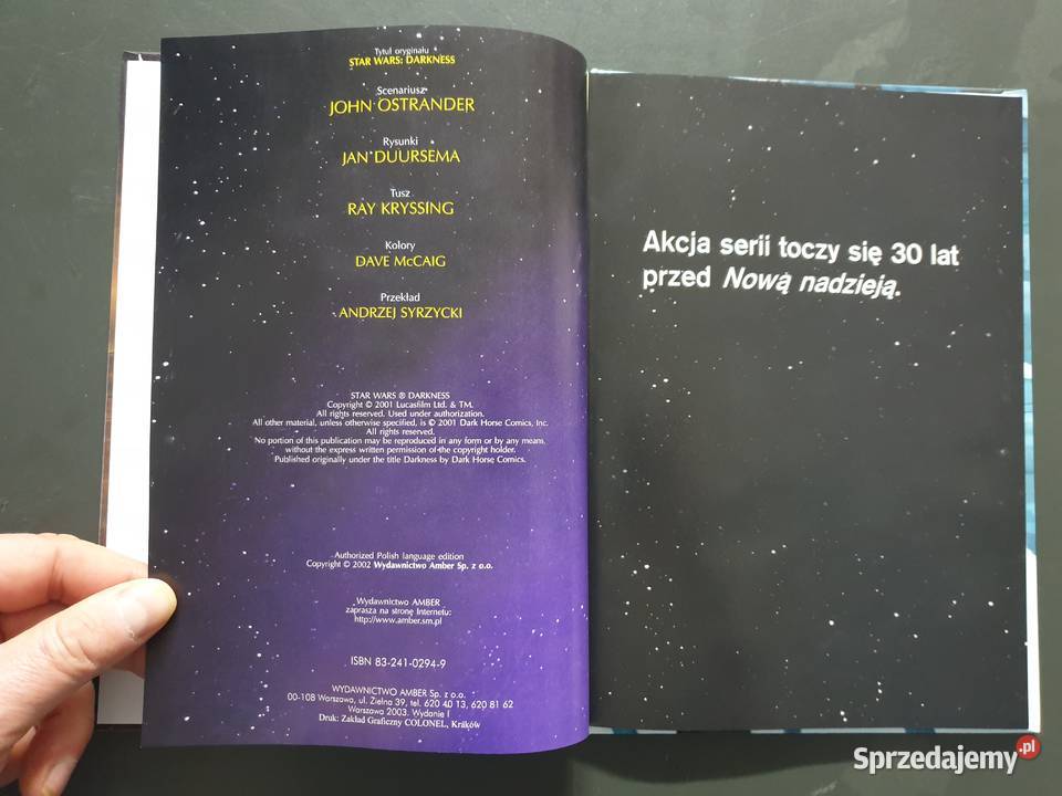 Star Wars Ciemność 1 wydanie 1 Amber 2002 kredowy papier  pomorskie Gdynia
