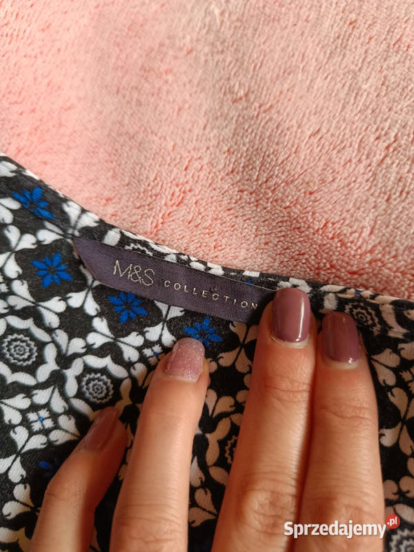 Wiskozowa niebieska bluzeczka we wzór MS r L XL podkarpackie