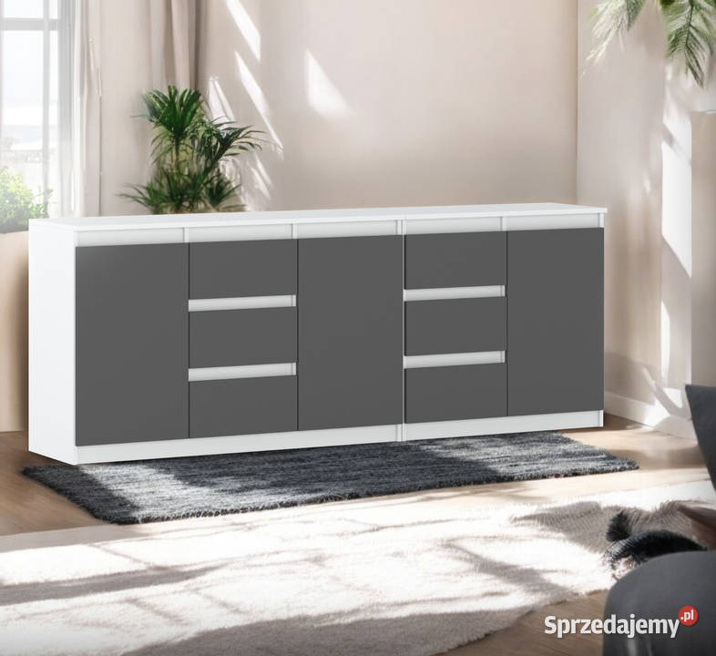 Komoda Biało Szara Nowoczesna 6 Szuflad Agnes Elbląg