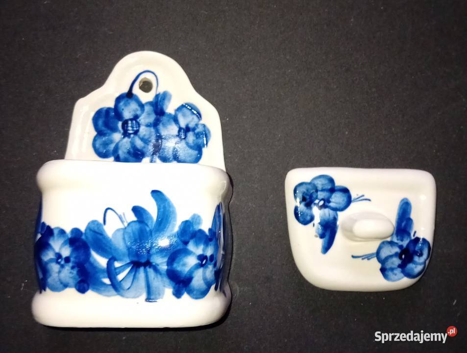Fajansowy ręcznie malowany zawieszany pojemnik Koźminek sprzedam
