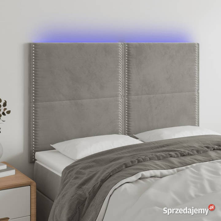 Zagłówek do łóżka z LED jasnoszary 144x5x118128 mazowieckie Warszawa