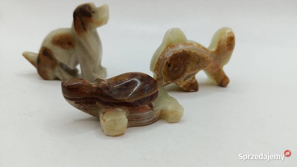 Figurki ozdoby z kamienia małe pies delfin żółw Zamość