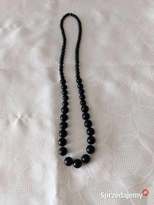 KORALE czarne na żyłce zakładane głowę vintage wielkopolskie