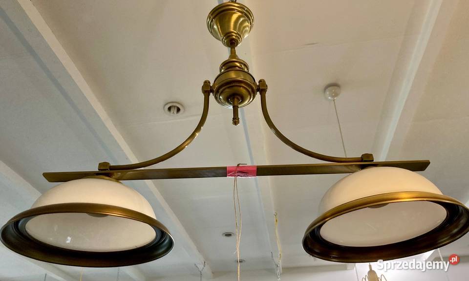 Lampa wisząca z kloszami mosiądz wielokolorowy Opole