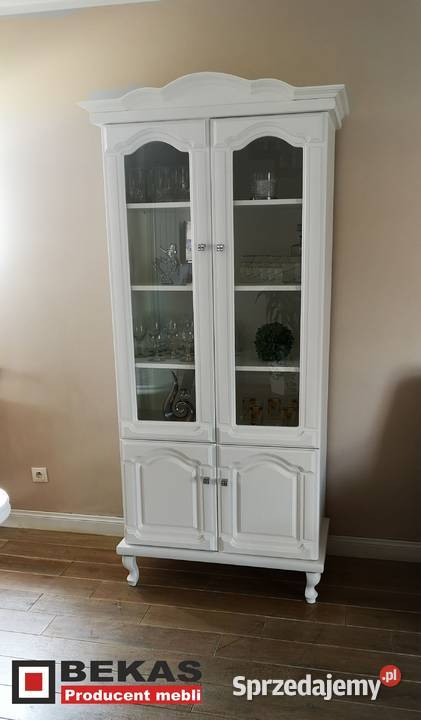 Śliczna Biała Witryna 90 Dębowa Noga LUDWIK 90cm