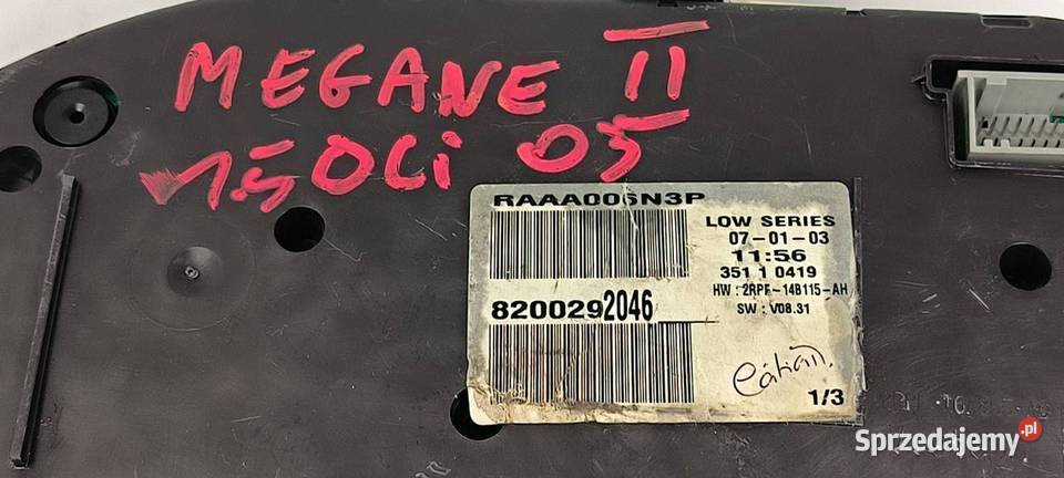 LICZNIK ZEGAR RENAULT MEGANE II 8200292046 osobowe
