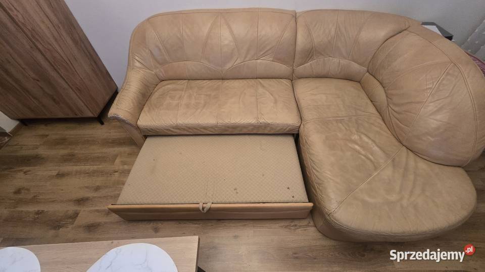Sofa Kanapa skórzana narożnik z funkcją spania