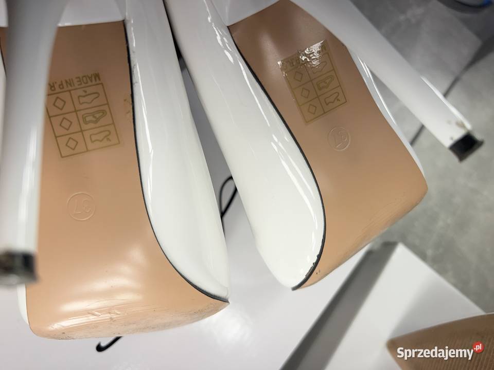 Buty na obcasie czółenka szpilki białe HIT Jasło