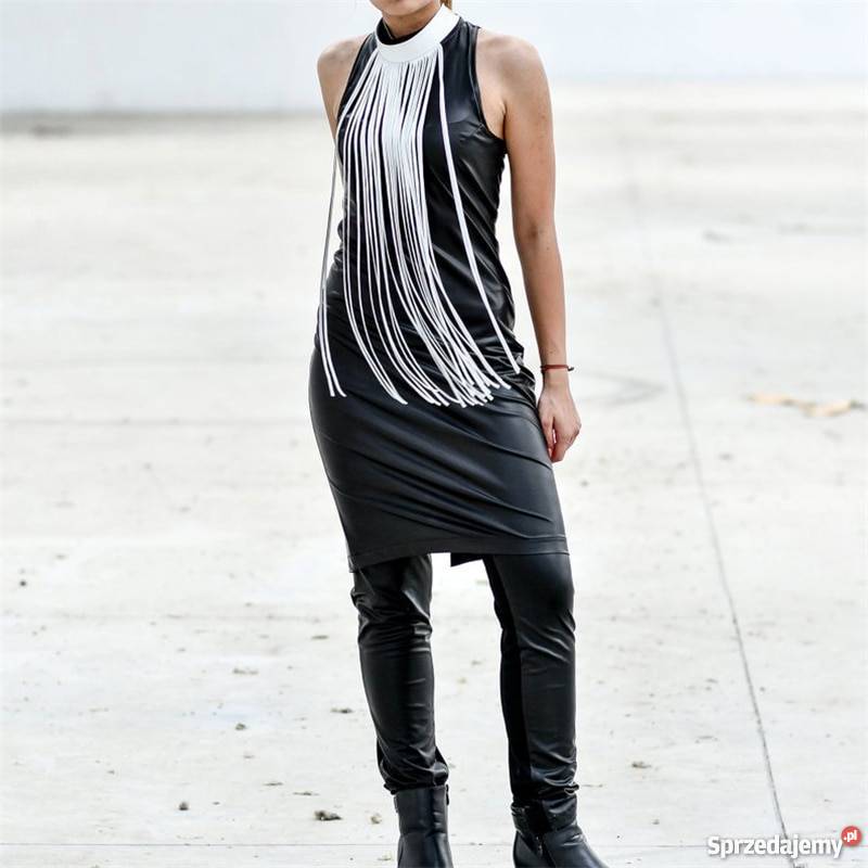 Naszyjnik skórzany skóra frędzle gotyk sexowny