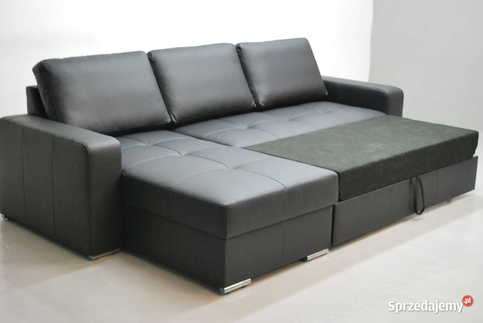 czarny SKÓRA NATURALNA NAROŻNIK Z FSPANIA6605 Łóżka, wersalki i sofy Poznań sprzedam