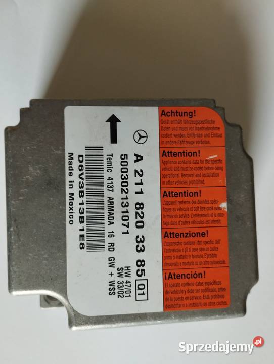 Moduł poduszek powietrznych Mercedes A2118203385 Zawiercie