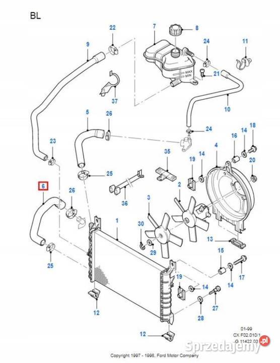 PRZEWÓD CHŁODNICY FORD FIESTA 8996 13 6998371 Części samochodowe lubelskie