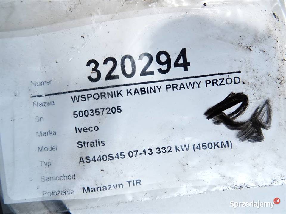WSPORNIK KABINY PRAWY PRZÓD IVECO STRALIS I