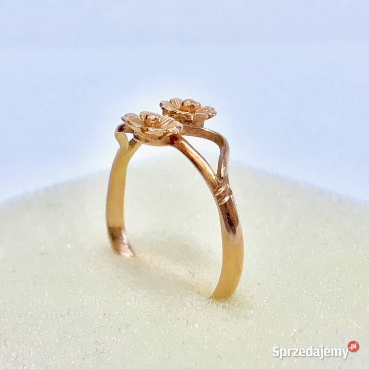 Złoty PIERŚCIONEK 14K piękne KWIATY GUSTOWNY sprzedam