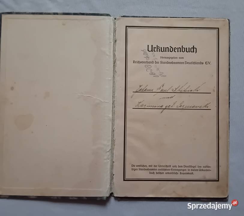 Urkundenbuch książka meldunkowa Strasburg Wpr Koźminek