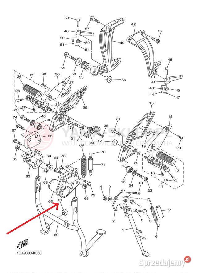 Odbojnik stopki postojowej Yamaha FZ1 3712711400 świętokrzyskie Kielce