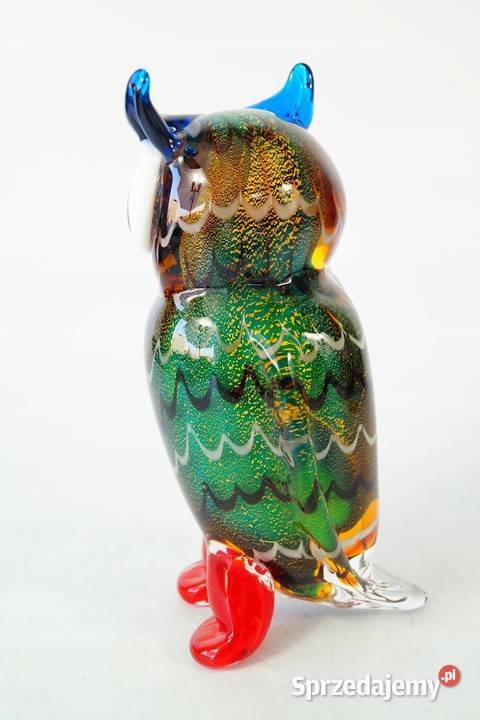 Figura szklana Sowa Murano style piękne kolory Gizałki sprzedam