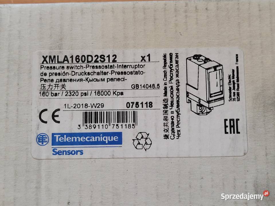 Wyłącznik ciśnieniowy XMLA160D2S12 Telemecanique Pozostałe pomorskie Orle