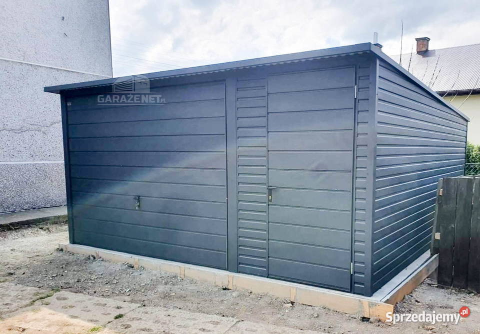 GARAŻ BLASZANY 45M X 6M SPAD TYŁ BRAMA ANTRACYT Łapanów