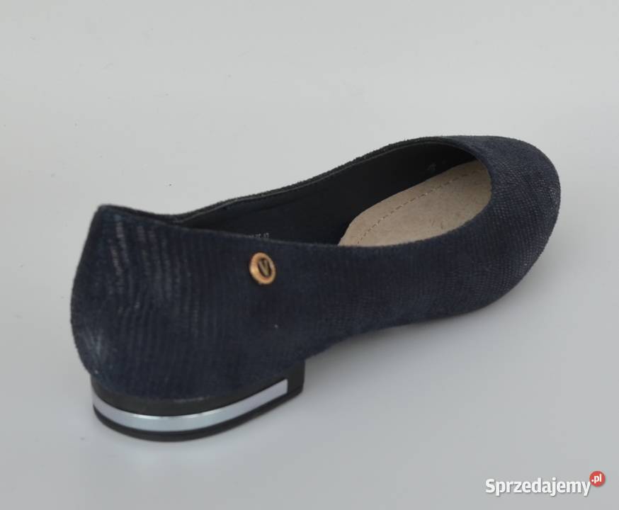 Granatowe baleriny skórzana wkładka rozmiar 37