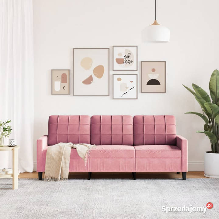 Sofa 3osobowa różowa 180 obita aksamitem Warszawa