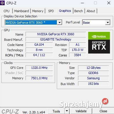 Gigabyte GeForce RTX 3060 VISION OC LHR 12GB Karty graficzne lubelskie