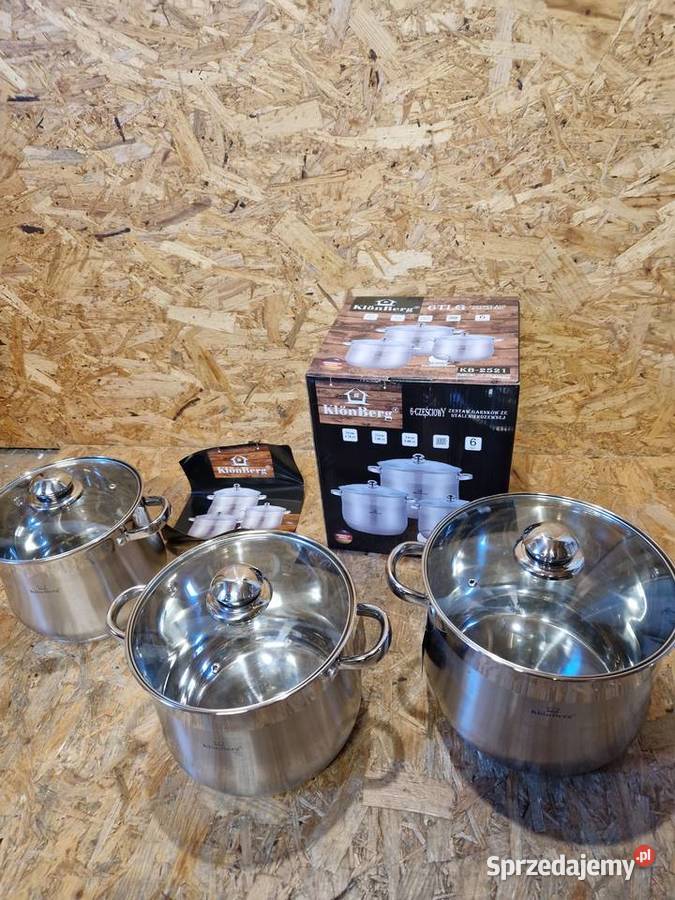 Zestaw dużych garnków ze stali KlnBerg 7 955L AGD drobne Głogowa