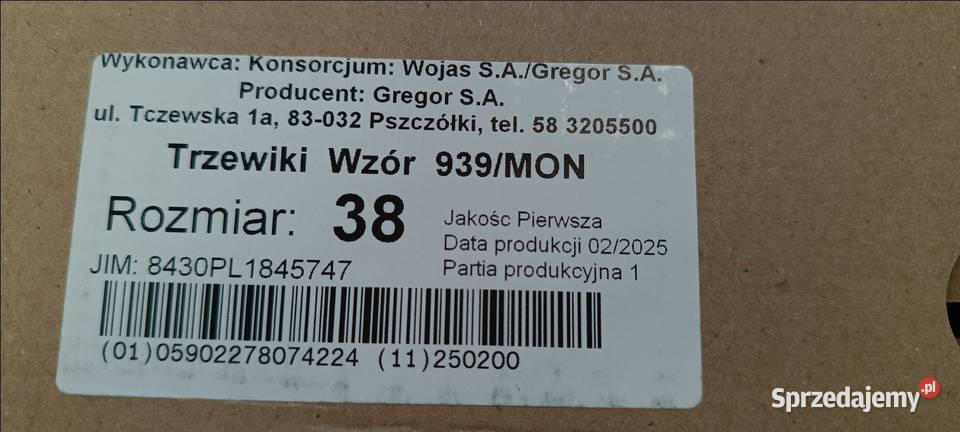 Trzewiki wojskowe WP wzór 939MON marki Wojas Półbuty Ełk