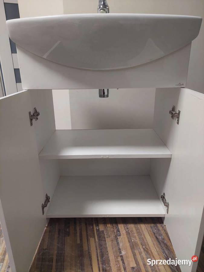 Szafka łazienkowa z umywalką i baterią biała Poznań