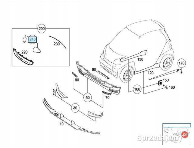 OBUDOWA LUSTERKA LEWA SMART FORTWO COUPE ORGINAŁ