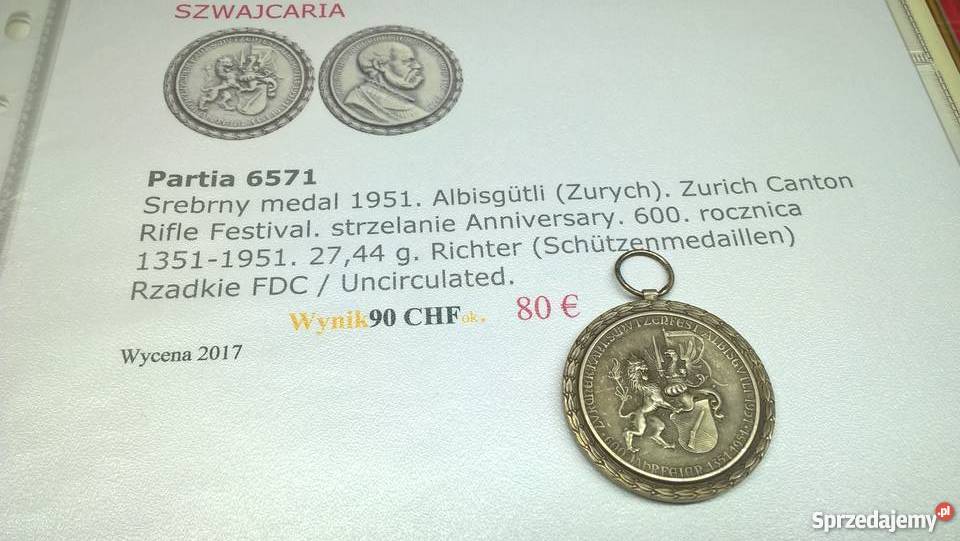 medal SZWAJCARIA Warszawa