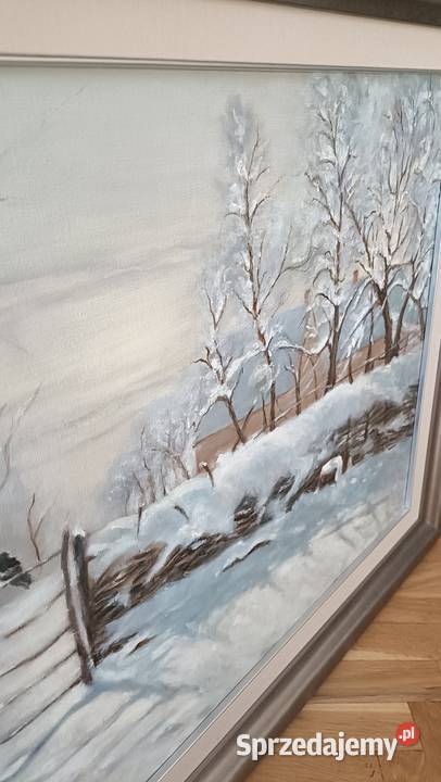 Piękny współczesny obraz Zima mazowieckie Warszawa