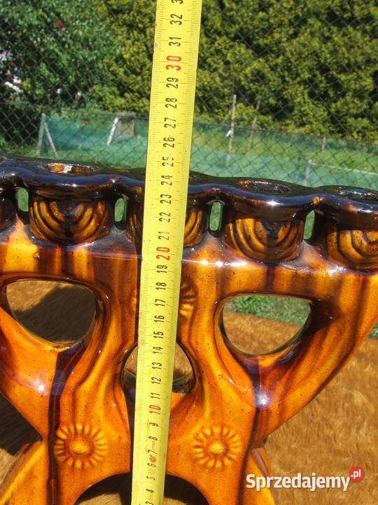 STARY KAMIONKOWY ŚWIECZNIK Porcelana i szkło małopolskie