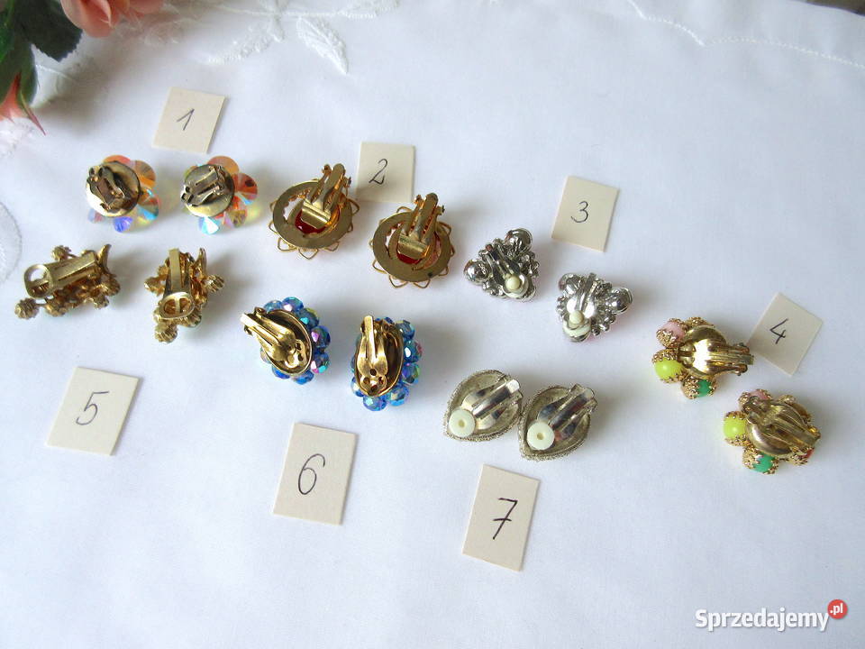 Stara biżuteria klipsy kolczyki lata 80