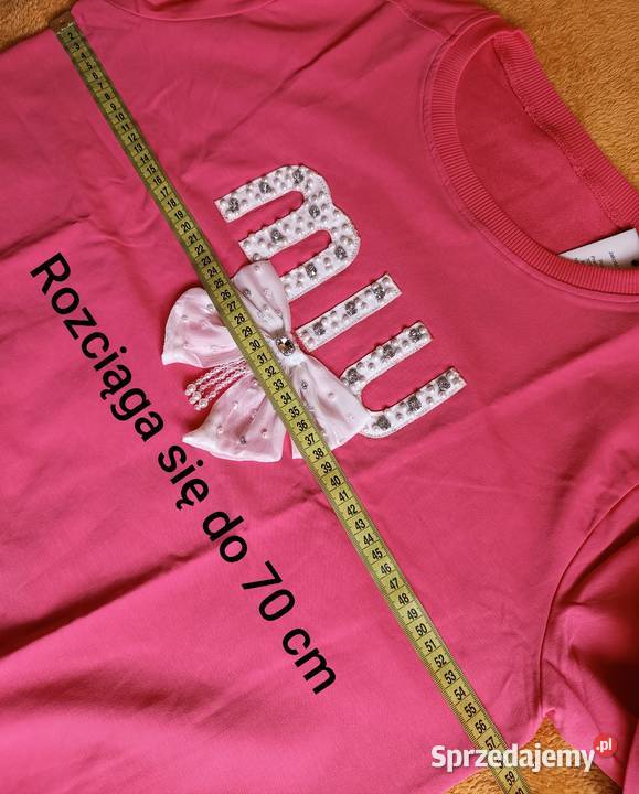 Bluza różowa z ozdobną kokardą i perełkami Cieszyn sprzedam