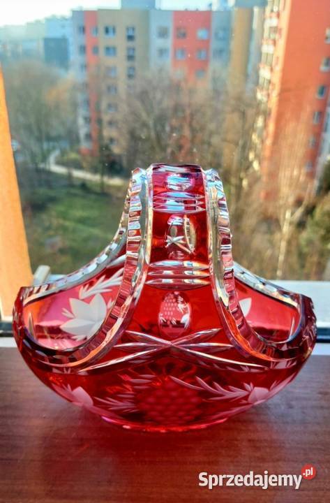 Piękny koszyk kryształowy PRL dolnośląskie Wrocław