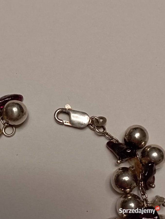 Bransoletka srebrna kulki i kamienie mazowieckie Radom