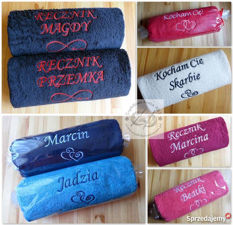 Ręcznik z HAFTEM napisem PREZENT na WALENTYNKI Toruń sprzedam