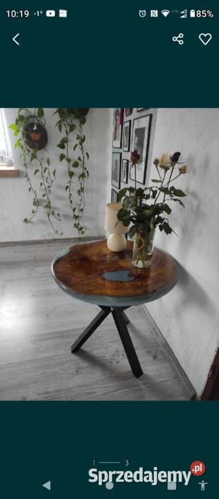 Stolik kawowy plaster dębu zalany żywicą opolskie Nysa