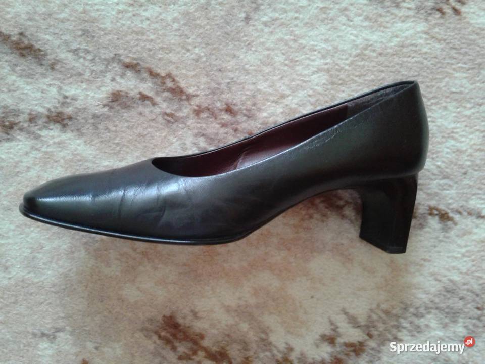 Skórzane czarne czółenka Czółenka Lubin