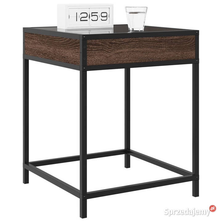 Stolik nocny z LED Infinity brązowy dąb 40x40x51 Warszawa