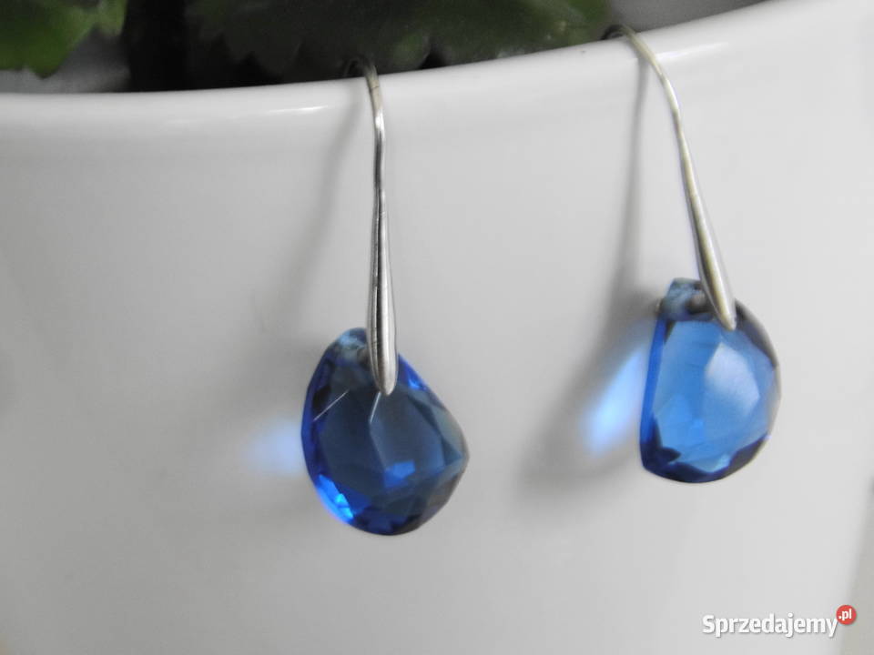 Kolczyki srebro i błękitne kryształki srebro