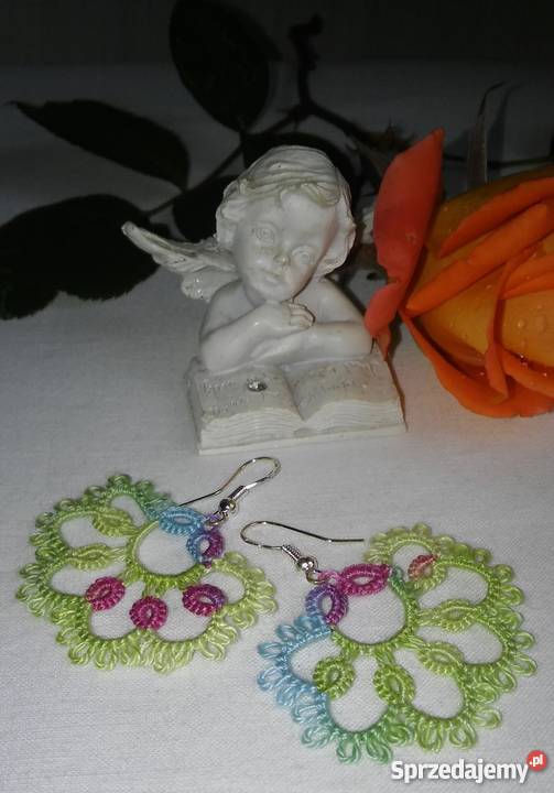 Kolczyki Frywolitkowe Wiśniowa