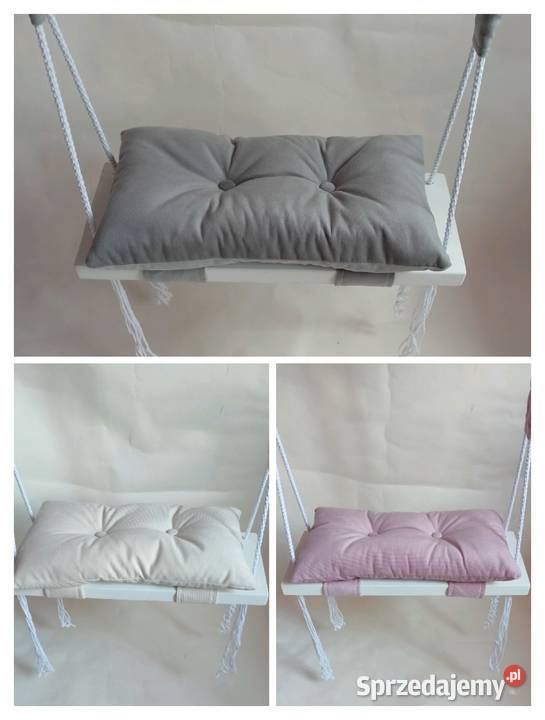 Huśtawka malowana na biało z poduszka dzieci Kraków