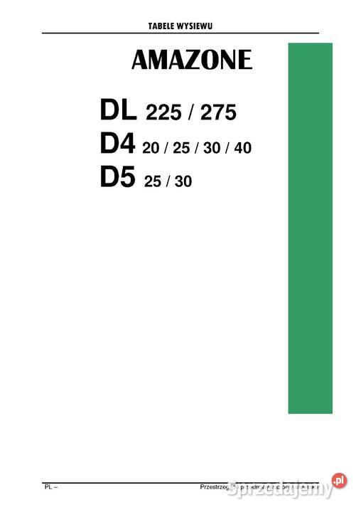 Polska Instrukcja obsługi Amazone D7 tabele Szamotuły