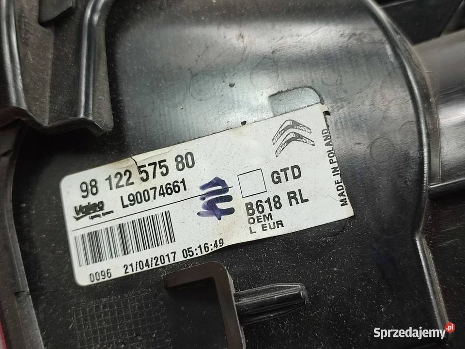 LAMPA LEWY TYŁ CITROEN C3 III SX SY 2016
