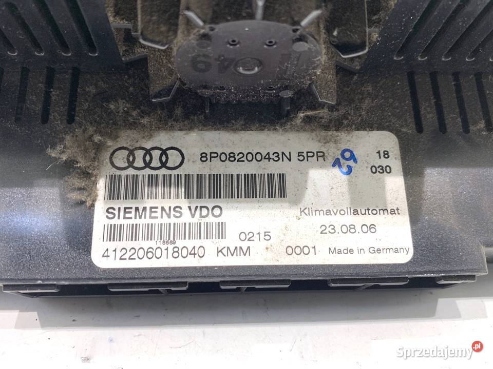 PANEL STEROWANIA NAWIEWU AUDI A3 8P 8P0820043N osobowe