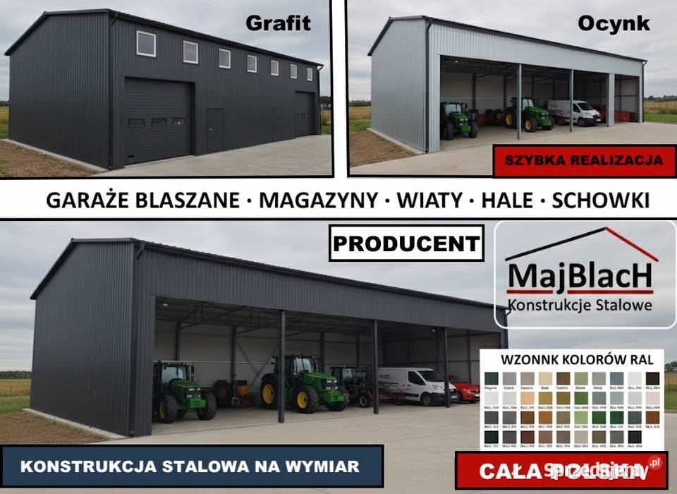 Otwarty Garaż BlaszanyKonstrukcja Stalowa Hala warmińsko-mazurskie