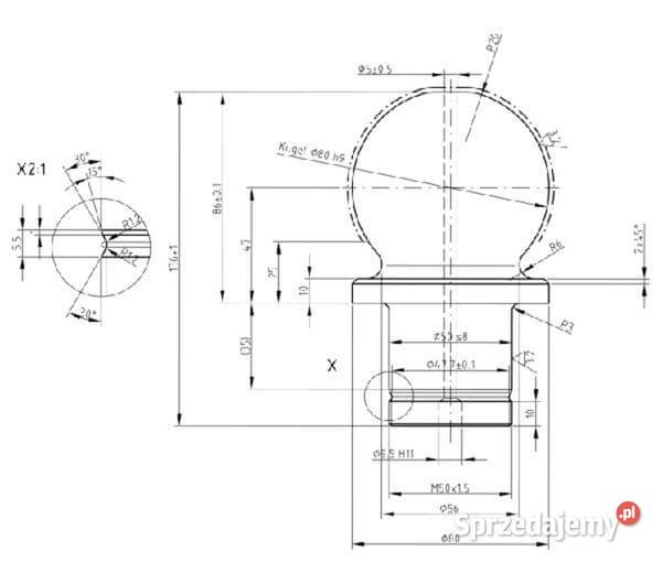 Kula 80 mm z nakrętką RO71177 Kamionna