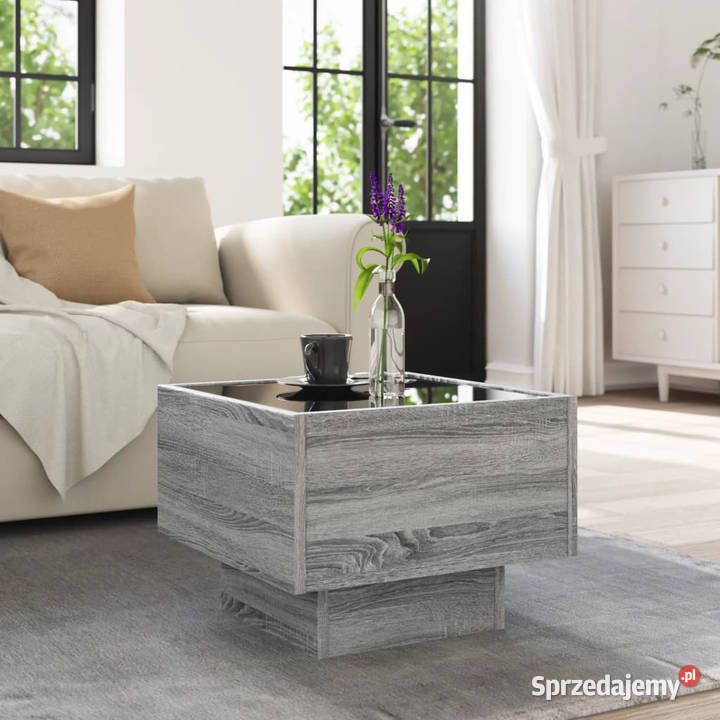 Stolik boczny z LED szary dąb sonoma 40x40x30